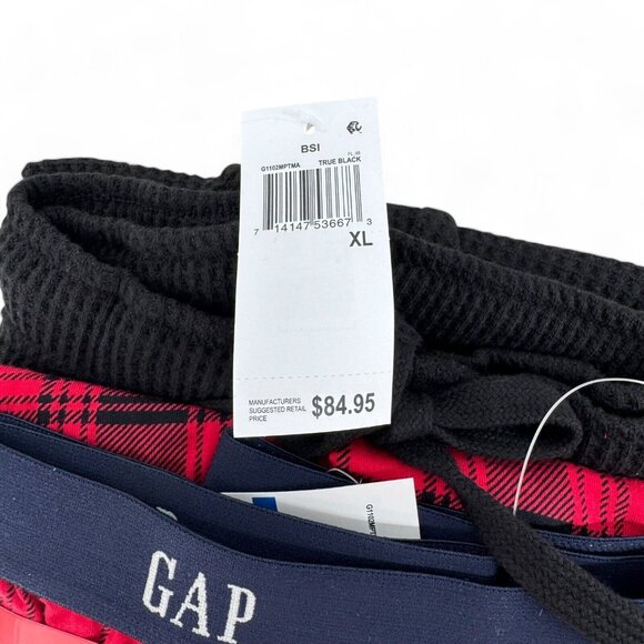 Gap Men's 2 Pack Waffle Knit Thermal Jogger Pajama Pants Black Red Size XL $84 - Picture 5 of 7
